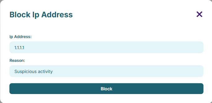 Block IP Modal