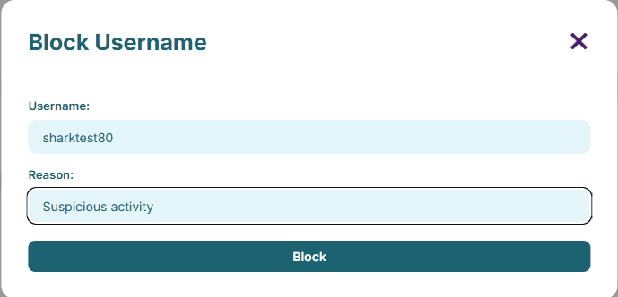 Block Username Modal