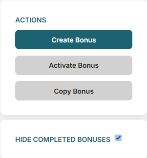 Bonuses Action Panel